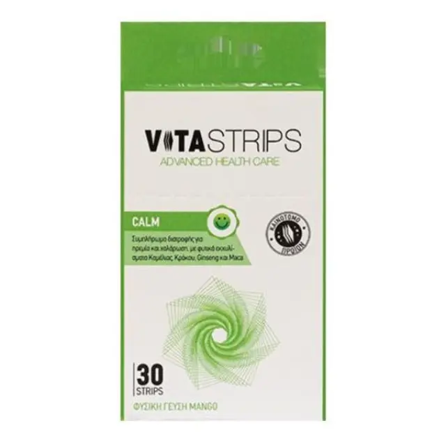 Vitastrips Calm Συμπλήρωμα Διατροφής για Ηρεμία & Χαλάρωση με Φυσική Γεύση Μάνγκο 30 τμχ