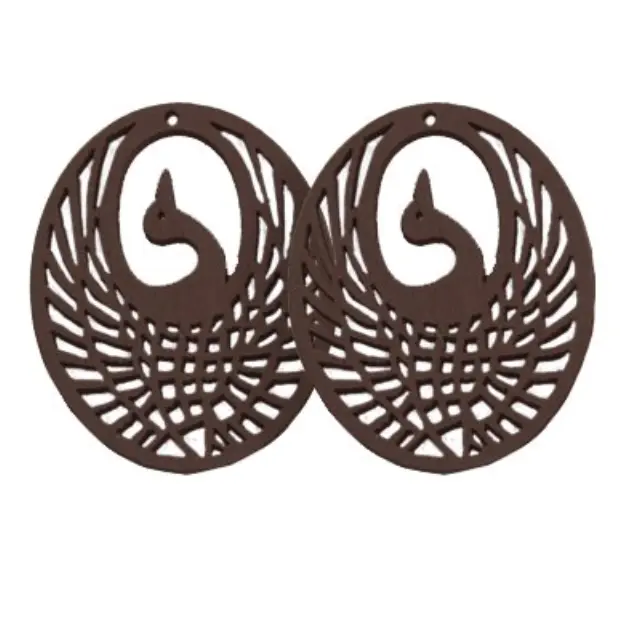 Ξύλινο Διακοσμητικό 44x35mm Peacock Dark Chocolate - 4τεμ