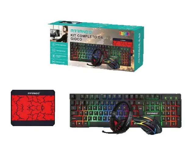 Arrango Πλήρες Gaming Σετ Πληκτρολόγιο-Ποντίκι-Ακουστικά-Mousepad ASM76396