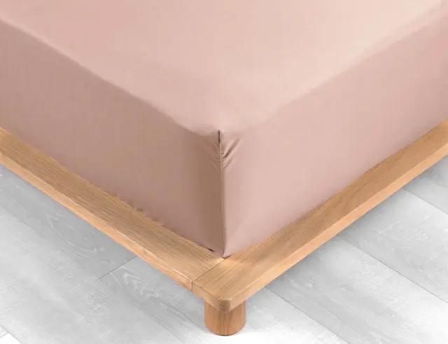 Σεντόνι Υπέρδιπλο με λάστιχο Percaline Douceur d'intérieur από βαμβάκι περκάλι 78TC, με διαστάσεις 160x200cm - Nude 1644644