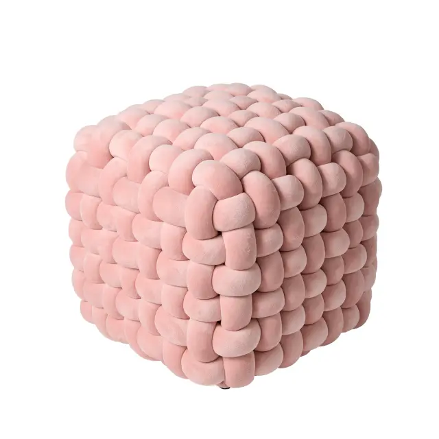 Πουφ 43x43x40 Das Home 2273 Nude 100% Πολυέστερ