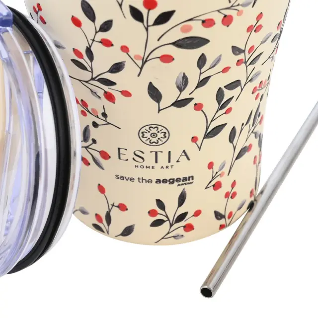ESTIA ΘΕΡΜΟΣ COFFEE MUG SAVE THE AEGEAN 350ml BLOOM BEIGE 2