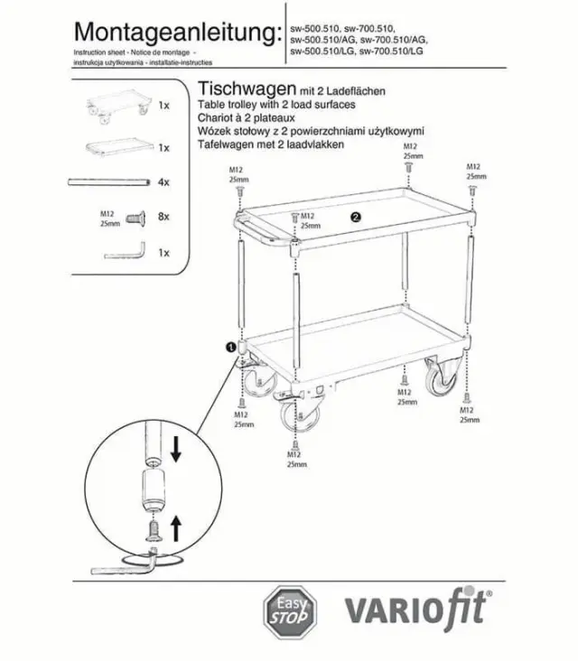 Variofit sw-700.510/AG Τρόλεϊ Μεταφοράς 2 Επιπέδων για Φορτίο Βάρους ως 400kg 2