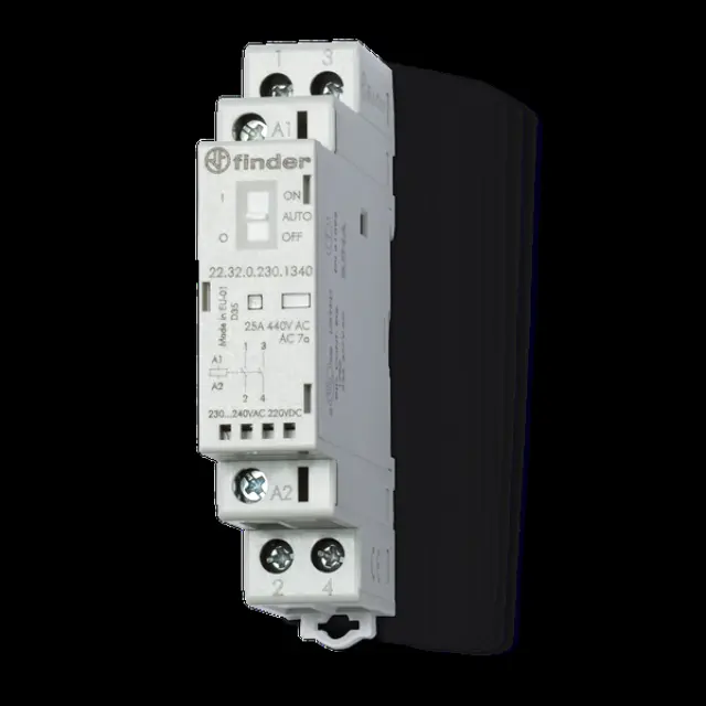 Mod.contactor 17,5mm.2NO 25A/230VUC, AgNi/Mech.ind.LED (22.32.0.230.1320)