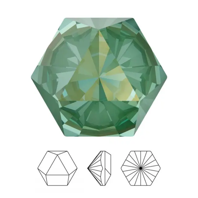 Swarovski 4699 Kaleidoscope Hexagon Fancy Stone Crystal Silky Sage DeLite 9.4x10.8mm - 2τεμ