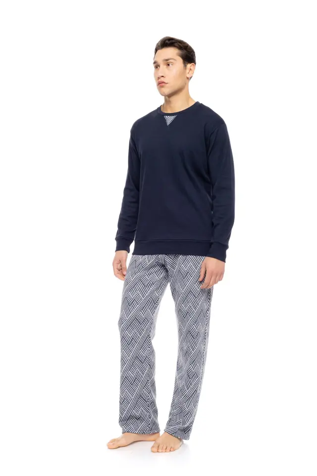 W-M773 - Yacht Blue - PYJAMA JACQUARD HENRY STRIPES 2