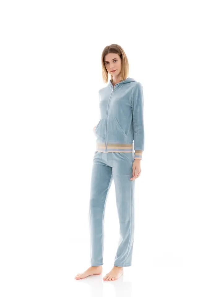 W1474 - Blue Cloud - TRUCKSUIT HOOD VELVET BEIGE STRIPE - S 3