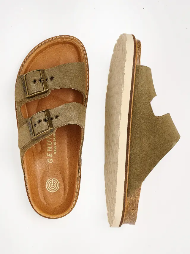 Genuins Πέδιλα Γυναικείο δέρμα suede Πράσινο GEN/HAWAII VELOUR KAKI 3
