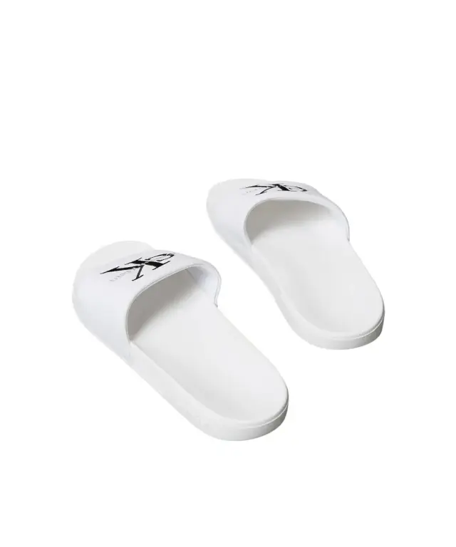Calvin Klein - Ανδρικές Παντόφλες Slide Canvas Logo YM0YM01393-0K4 Λευκό 3