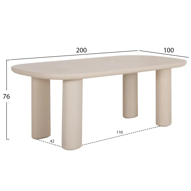 ΤΡΑΠΕΖΙ ΤΡΑΠΕΖΑΡΙΑΣ FB96597.02 ΜΠΕΖ FIBER CEMENT 200x100x75Υεκ 2