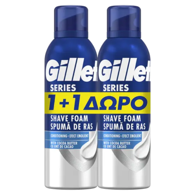 Gillette Series Aφρός ξυρίσματος για άντρες, 2 x 200ml (1+1 Δώρο)