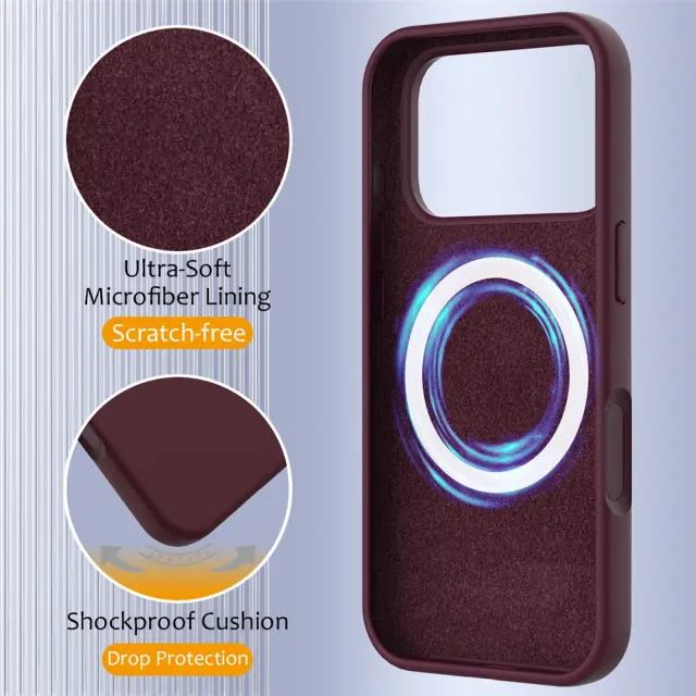 Θήκη Σιλικόνης με MagSafe για iPhone 17 Pro/18 Pro-Wine Red OEM 2