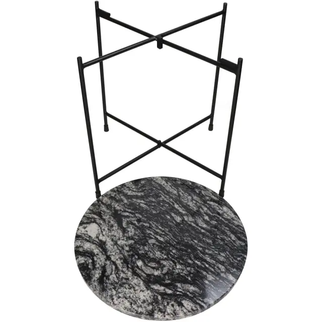 Τραπεζάκι Μαύρο Μάρμαρο/Μέταλλο 40x40x40cm 3