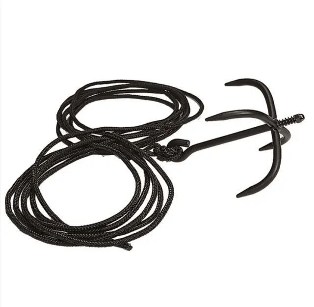 Mil-Tec GRAPPLING HOOK WITH ROPE & SAFETY CATCH-ΓΑΝΤΖΟΣ ΑΝΑΡΡΙΧΗΣΗΣ ΜΕ ΣΧΟΙΝΙ & ΜΗΧΑΝΙΣΜΟ ΑΣΦΑΛΕΙΑΣ - 01-Black-Μαύρο