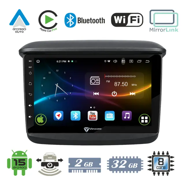 VenCore Οθόνη Multimedia Android 15 9" 9109A MTK6762 Octa-Core 2GB/32GB IPS με Πρόσοψη, CarPlay, Android Auto και Υποστήριξη Κάμερας Οπισθοπορείας AHD για Mitsubishi 200 Pajero Sport 2006-2015 – Μαύρη (3236-10007-0314B)