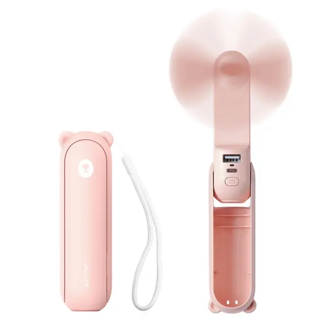 Jisulife Handheld Fan Life8 Plus Portable USB Fan with Power Bank Function 4500mAh & Flashlight Pink