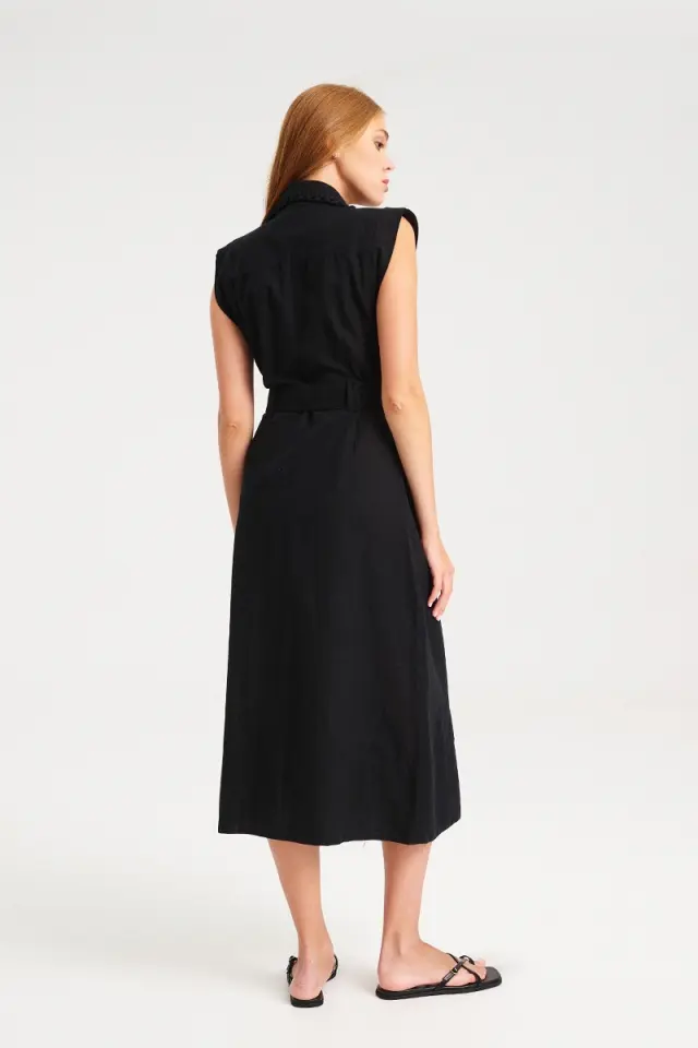 Midi Φόρεμα με Χρυσά Κουμπιά ROSY DRESS - XS 3