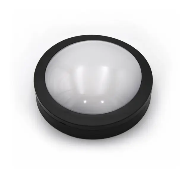 LED ΠΛΑΦΟΝΙΕΡΑ PC ΣΤΡΟΓΓΥΛΗ Φ170mm 8W 3000Κ IP65 ΜΑΥΡΗ