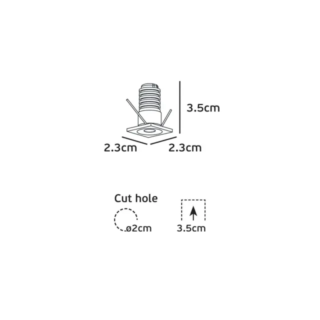 Smol 04437/W/W Χωνευτό φωτιστικό οροφής led 1W 3000K 2.3x2.3cm λευκό Άσπρο 2