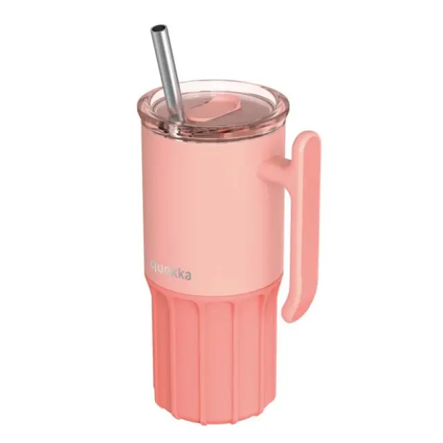 Quokka Κούπα Θερμός Ανοξείδωτο BPA Free 720ml Ροδακινί με Καλαμάκι και Λαβή -40093