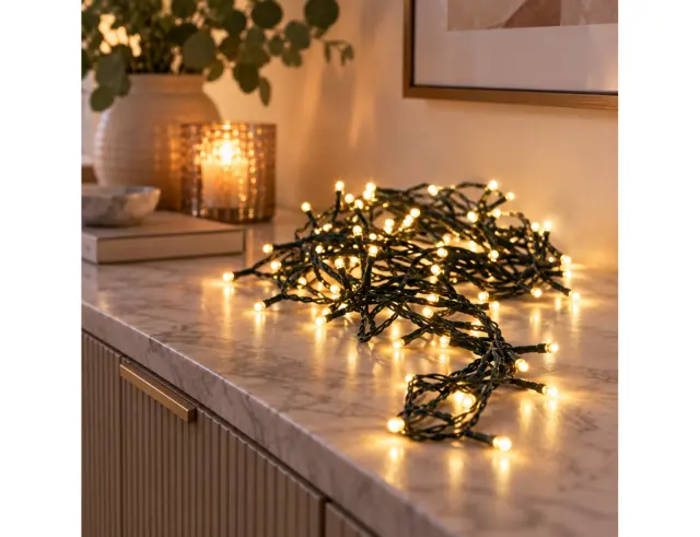 480 Φωτάκια LED - 48 Μέτρα + 5 Μέτρα σύνδεσης (AX8718520), Κανονική Διάταξη, με Bluetooth, 8 προγράμματα, Πράσινο καλώδιο PVC - Με Dimmer Και Έλεγχο μέσω Κινητού Τηλεφώνου - Θερμό λευκόAX8718520