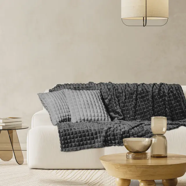 Das Home Κουβερτα Καναπε Fleece 1390 Dark Grey Dark Grey