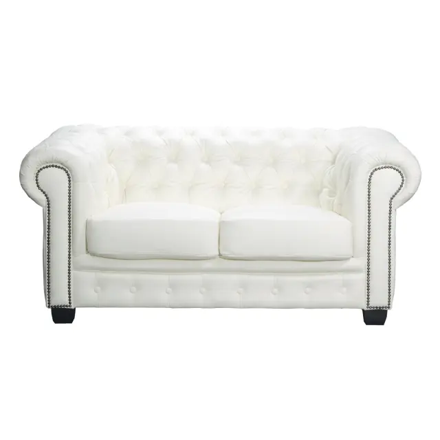 Καναπές Διθέσιος CHESTERFIELD Leather Άσπρο 160x92x72cm