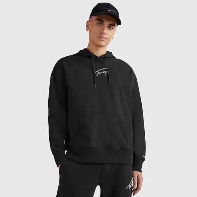 Tommy Hilfiger - Ανδρικό Φούτερ με Κουκούλα και Τσέπες DM0DM15796-BDS Μαύρο - 2XL