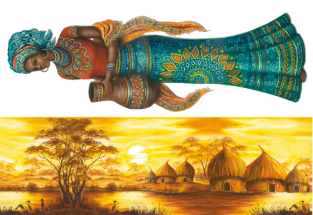 Ριζόχαρτο Stamperia - African Woman and Village - 48x33cm