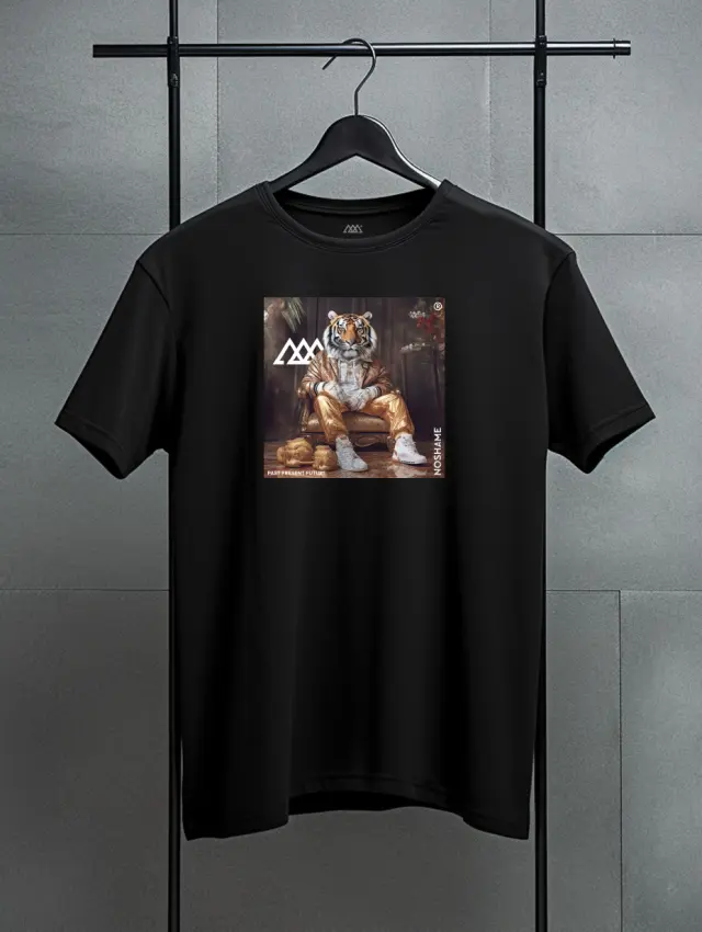 T-shirt Noshame® Μαύρο με τύπωμα Boss Tiger - 112366 - XXL 2