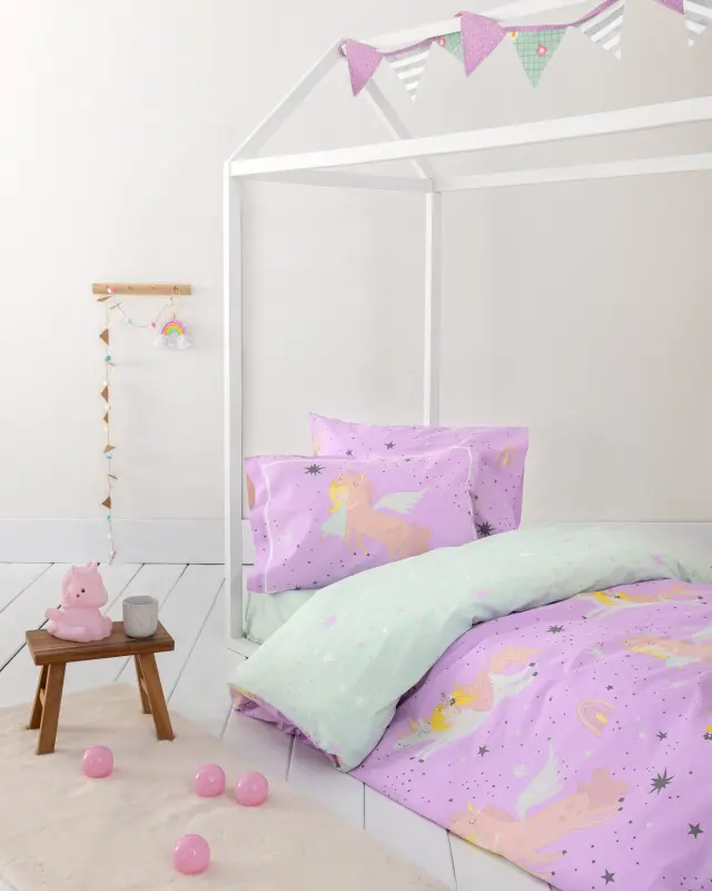 Nima Kids Σετ Σεντόνια Μονά με Λάστιχο - Starlina Λιλά, Μωβ