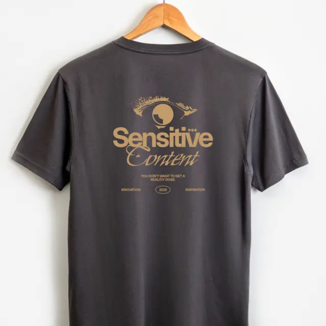 T-shirt Noshame® Ανθρακί με τύπωμα Sensitive Content - 122587 - XXL
