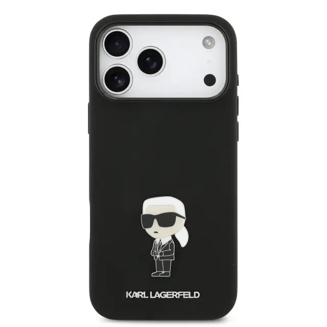 Karl Lagerfeld Liquid Silicone Metal Ikonik Case for iPhone 17 Pro Max Black 3