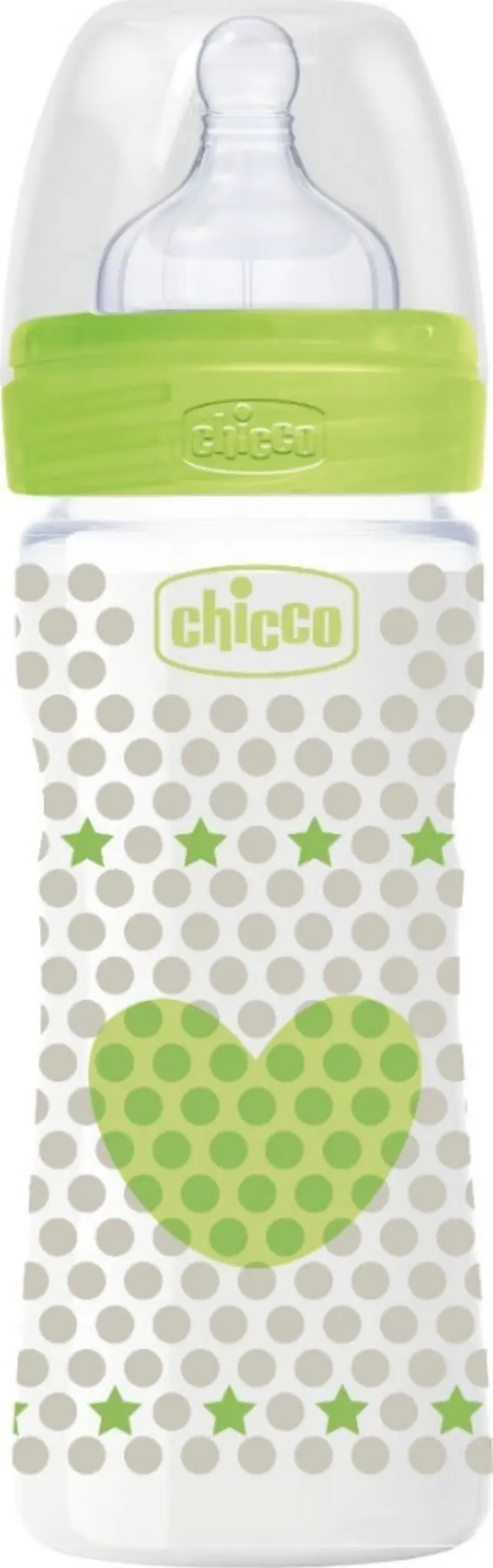 Chicco Well Being, Πλαστικό Mπιμπερό, Θηλή Σιλικόνης Πράσινο 2m+ , 250ml