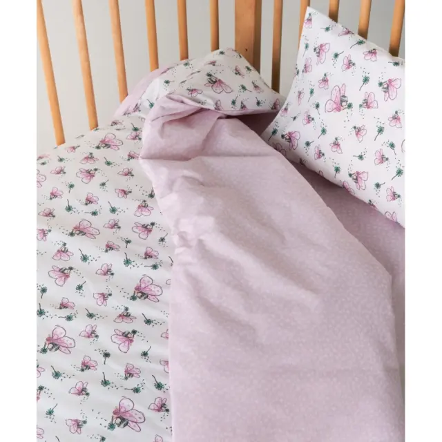 Σετ Σεντόνια Λίκνου 2 Τεμαχίων Kentia Alima White-Pink-Green 70x120 3