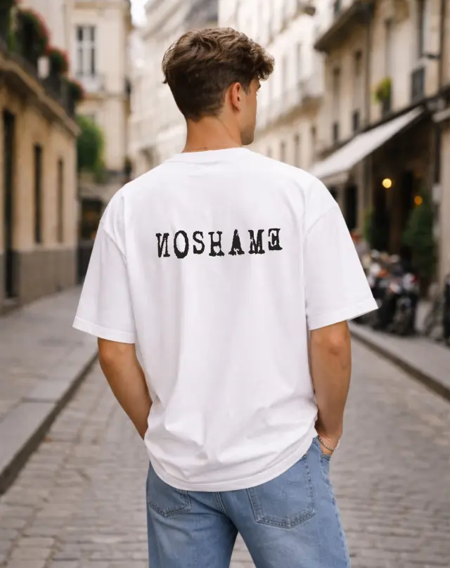 T-shirt Noshame® Oversized Λευκό με τύπωμα - 142609 - XXL