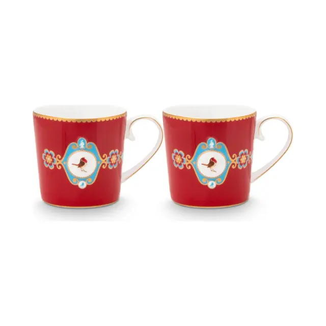 Pip Studio Σετ 2 Πορσελάνινες Κούπες 190ml / Set 2 Mugs in Deluxe Gift Box: Love birds (Red) 2
