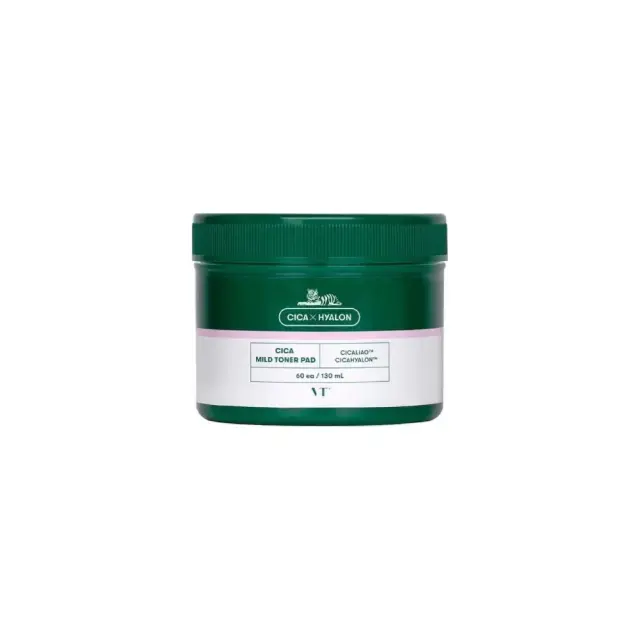VT Cosmetics Cica Mild Toner Pad Επιθέματα Προσώπου για Ήπια Απολέπιση και Απομάκρυνση της Περίσσειας Σμήγματος, 60τμχ