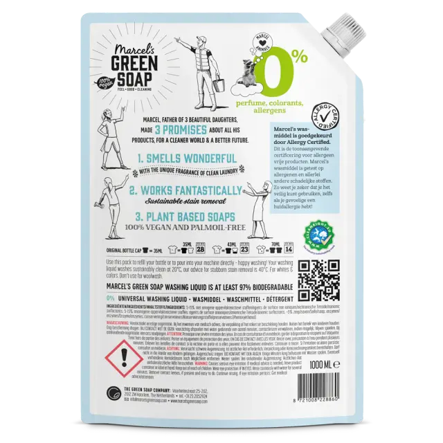 Marcel's Green Soap Απορρυπαντικό Ρούχων Καθολικής Χρήσης 0% Ανταλλακτικό 1000 ml 2