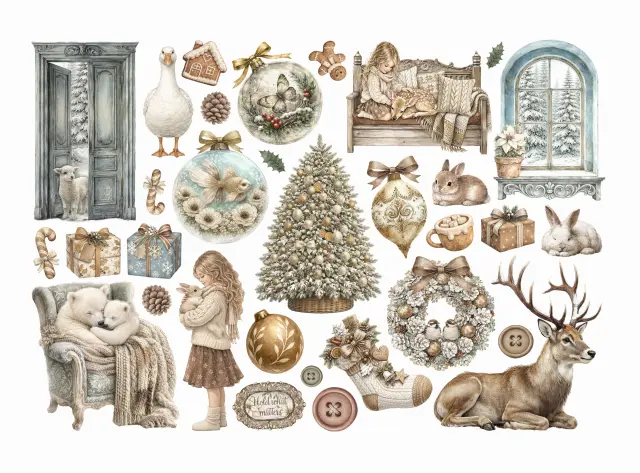 Αυτοκόλλητα Die Cuts-Ephemera Stamperia, White Christmas 2