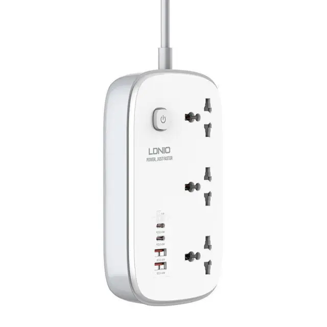 Ldnio Πολύπριζο 3 Θέσεων με 4 θέσεις USB και Καλώδιο 2m Λευκό SC3416 3