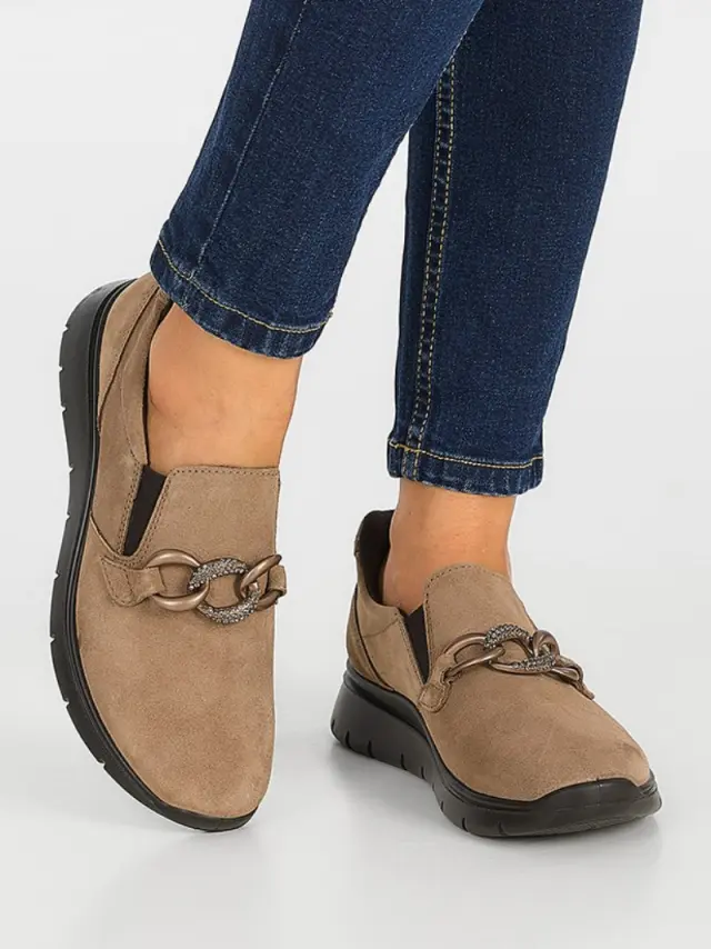 Imac Μοκασίνια-Loafers Γυναικείο δέρμα Nubuck Μπεζ IMA/856530 FANGO 2