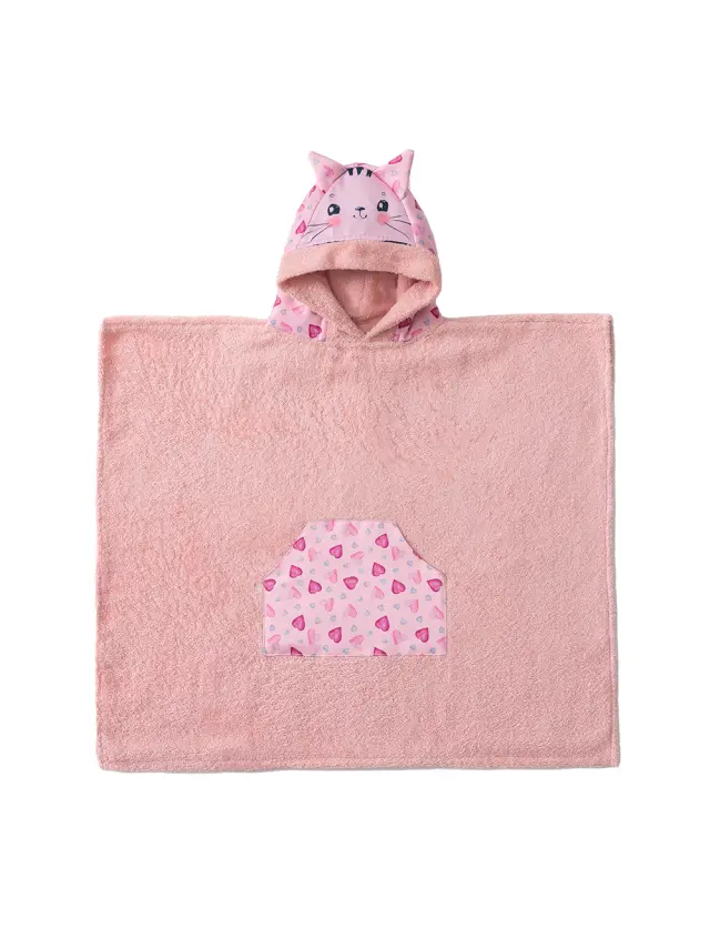 Πόντσο 70x120 2-4 Ετών Palamaiki Kitty Pink 100% βαμβακερό