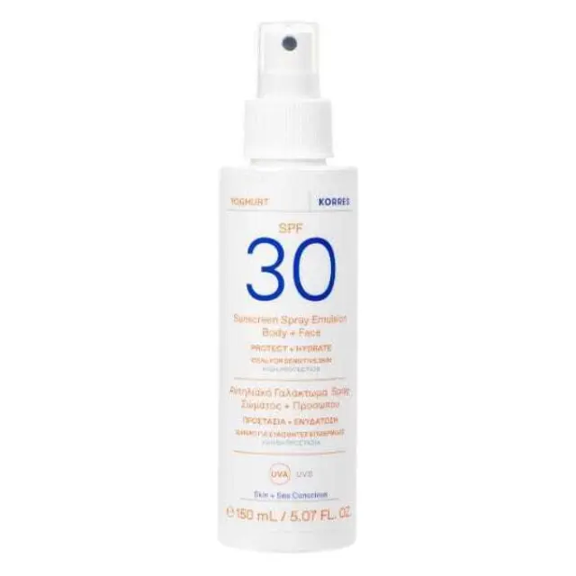 Korres | Yoghurt Suncreen Spray Emulsion Αντηλιακό Γαλάκτωμα Spray Σώματος & Προσώπου SPF 30 | 150ml