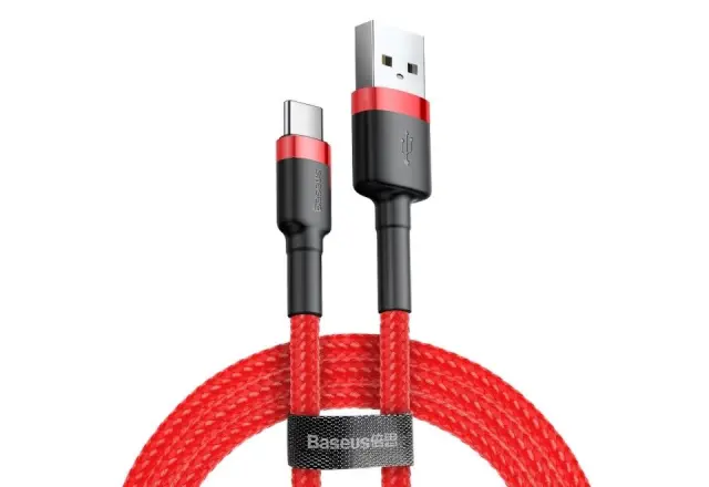 Baseus Cafule Braided USB 2.0 Cable USB-C male - USB-A male Κόκκινο 2m (CATKLF-C09RD) (BASCATKLFC09RD)