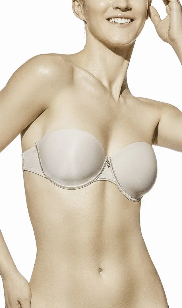Μπεζ strapless σουτιέν με σιλικόνη πλάτη