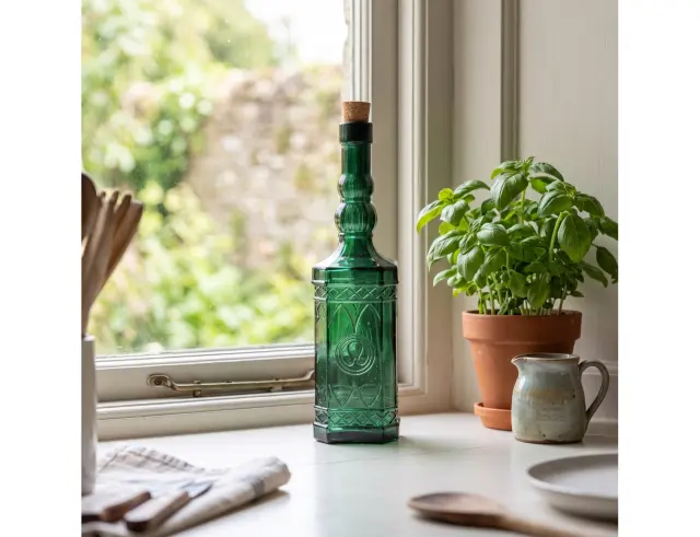 Διακοσμητικό Μπουκάλι με πώμα Glass Drops Miguelete (5032DB734) Aπό 100% ανακυκλωμένο γυαλί, Xωρητικότητας 500ml, Διαστάσεων Ø 7 x Υ 27 cm, Αlbahaca 5032DB734