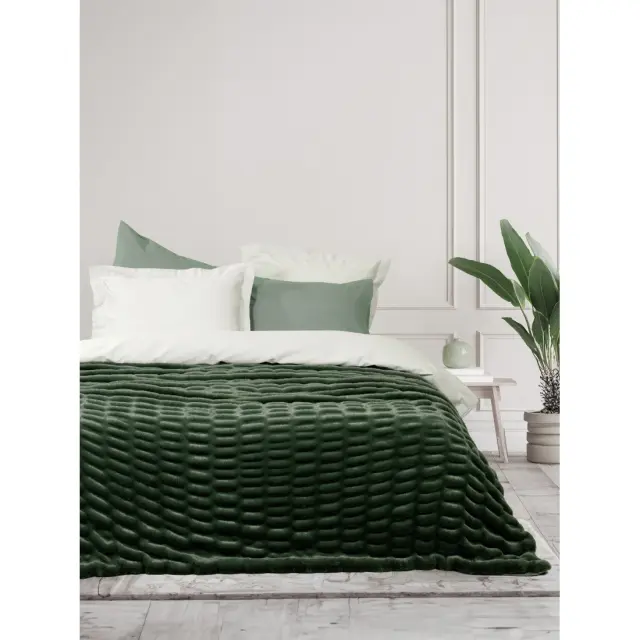 Κουβέρτα 220x240 Υπέρδιπλη 680gsm Nima Mossy 100% Πολυέστερ- Dark Green
