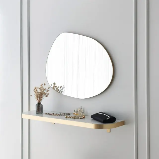 Stewehome Καθρέφτης τοίχου με χρυσό περίγραμμα 55x75 cm