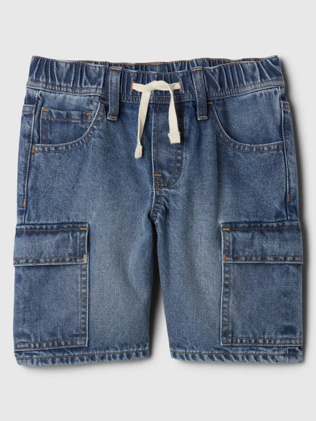 Μπλε Παιδικό Denim Pull-On Cargo Σορτς medium wash - M